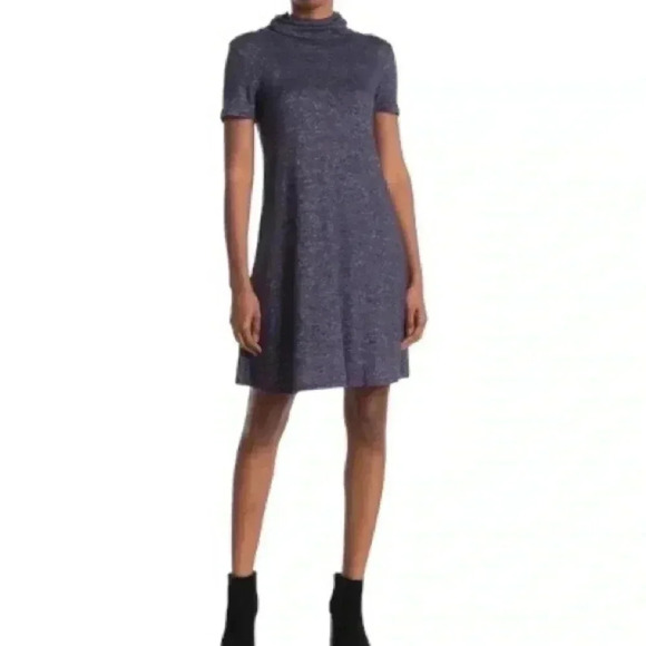 Bobeau Cowl Neck Space Dye Soft Sweater Dress - Picture 1 of 5